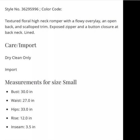 Saylor Brown textured crochet floral romper NWOT - Picture 2 of 7